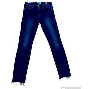 Frame Le Skinny de Jeanne jeans size 26 medium-dark wash distressed raw hem